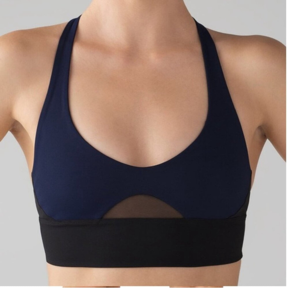 lululemon athletica Other - LULULEMON Rising Tides Bikini Top Swim Mesh Euro Navy Black Women's 4 B/C Cup